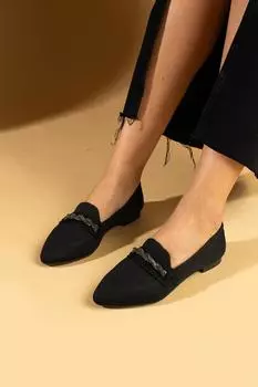 Трикотажные женские балетки с каменной пряжкой на комфортной подошве 001-23-24Лен