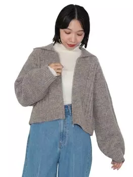 Трикотажный цвет D молния KT РОЗОВЫЙ ОДИН РАЗМЕР [Beams Heart] L/S o/BIG женский розовый