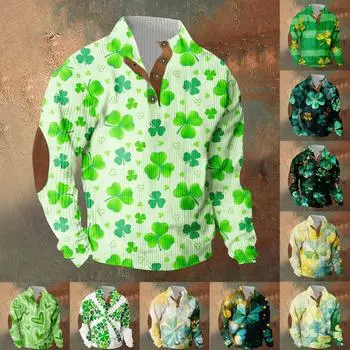 Трикотажный принт на 3 пуговицах - вельветовый мужской свитшот со стоячим воротником и карманом, повседневный свитшот на пуговицах для активного отдыха XXXL