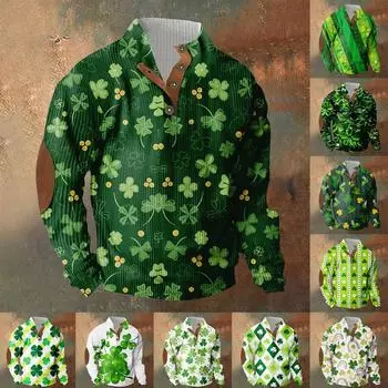 Трикотажный принт на 3 пуговицах - вельветовый мужской свитшот со стоячим воротником и карманом, повседневный свитшот на пуговицах для активного отдыха XXL