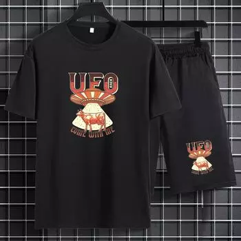 Трикотажный спортивный костюм средней эластичности с принтом НЛО S