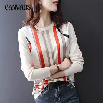 Трикотажный женский свитер с длинным рукавом в стиле пэчворк на каждый день весна-осень M абрикосовый