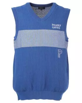 Трикотажный жилет Golf 4 [Pearly Gates] Мужской V-образный вырез (полосатый рисунок) / / 053-5173301 110_Синий [М]