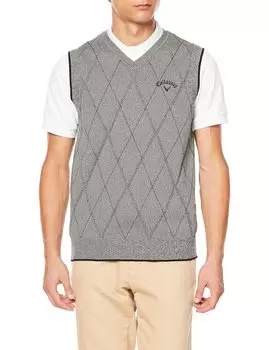 Трикотажный жилет Golf C22219100 3L [Callaway] Мужской V-образный вырез (Водоотталкивающий свитер с узором «Аргайл») / / 1022_Серый
