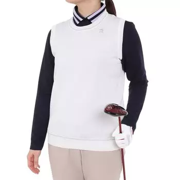 Трикотажный жилет с круглым вырезом без рукавов жаккардовый простой гольф MGWXJL82 WH00 [Munsingwear] женский (белый)