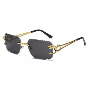 Trimmed Square Rimless Glasses Sunglasses Men, Leopard Trend Sunglasses Women Conventional