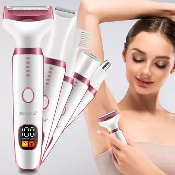 Триммер для бикини для женщин 5 в 1 электробритвы для женщин перезаряжаемый триммер для лобковых волос женская электробритва для ног и волос на теле