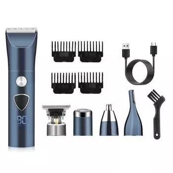 Триммер для бороды для мужчин, электрическая машинка для стрижки волос, беспроводной мужской уход, набор 5 в 1, триммер для волос, усов и носа, простой в использовании
