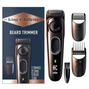 Триммер для бороды Gillette PRO 40 настроек длины, шаг 0,5 мм, беспроводной, 1 щетка-гребень, 2 зарядных устройства, чехол на молнии, триммер для бороды