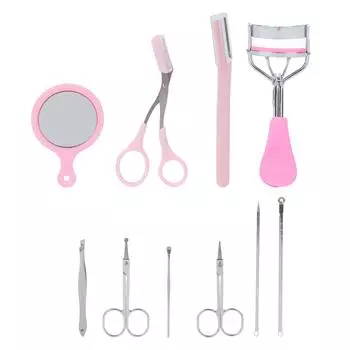 Триммер для бровей, пинцет, щипцы для завивки ресниц, экстрактор угрей, профессиональный набор для ухода за лицом для женщин