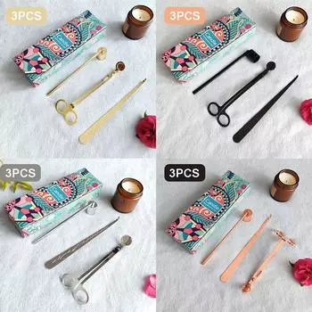 Триммер для фитиля, гаситель для свечей, крючок для фитиля, набор для самостоятельного ухода за свечами 3-1 с подарочной коробкой, аксессуары для свечей, подарки на день рождения C