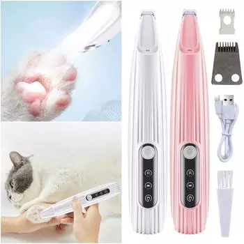 Триммер для кошачьих лапок, машинка для стрижки кошек, бритва для ухода за домашними животными с подзарядкой от USB, светодиодный дисплей, триммер для волос с низким уровнем шума для шерсти домашних животных вокруг лап 6.38x1.18x1.1inch