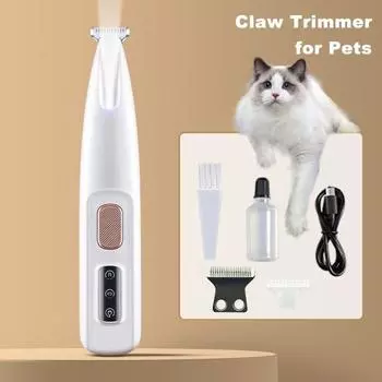 Триммер для собак, триммер для шерсти домашних животных со светодиодной подсветкой, перезаряжаемый электрический триммер для лап, тихий инструмент для ухода за лапами, глазами, ушами белый