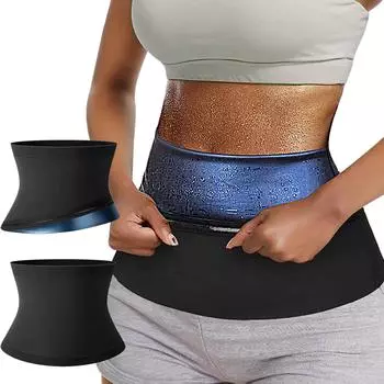 Триммер для талии для пота, пояс для похудения для сауны для женщин, тренажер для талии, формирователь тела, обертывания для живота, потовая лента для сжигания жира на животе, тренировочный пояс Fajas S чёрный/синий