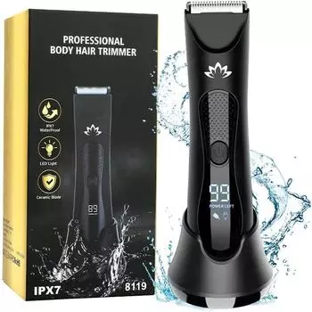Триммер для тела и лобковых волос для мужчин, триммер для паха и мошонки для мужчин, триммер для зоны бикини для женщин, триммер для тела с шариковой головкой для гладкого влажного/сухого бритья, светодиодная подсветка
