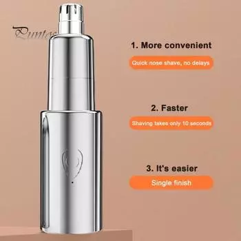 Триммер для удаления волос в носу, безболезненная стрижка, закругленная головка лезвия, очистка волос, дорожная зарядка через USB, двухлезвийное лезвие из нержавеющей стали для удаления волос в носу для мужчин золотистый