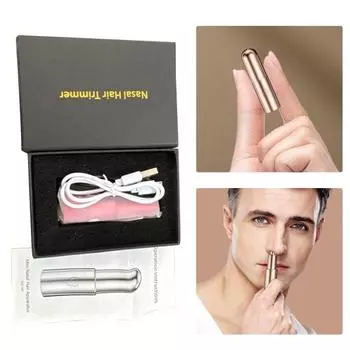 Триммер для удаления волос в носу, безболезненное подравнивание, закругленная головка лезвия, очистка волос, дорожная зарядка через USB, двухстороннее лезвие золотистый