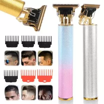 Триммер для волос, беспроводная машинка для стрижки волос, USB-зарядная электрическая бритва, Т-образное лезвие, парикмахерские машинки для стрижки, нескользящие, для мужчин чёрный