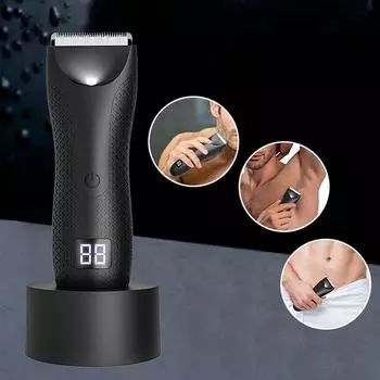 Триммер для волос на теле, аккумуляторная электробритва, керамическая бритва для тела с 2 направляющими гребнями, триммер для тела, подарок на день отца