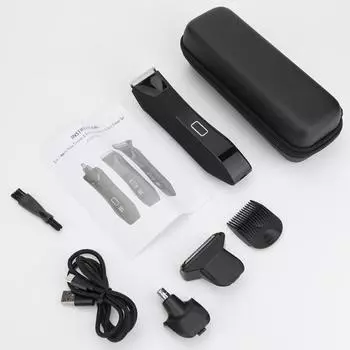 Триммер для волос на теле для мужчин, 3-в-1, триммер для волос на лобке/носу, сетчатый бритвенный набор со светодиодной подсветкой, 7200 об/мин чёрный