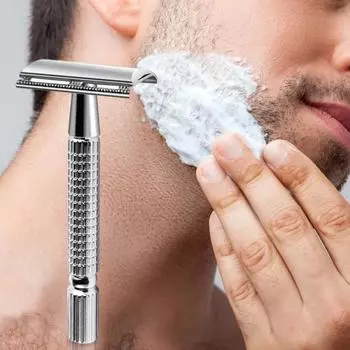 Триммер для волос с нескользящей ручкой для ухода за волосами из алюминиевого сплава, старомодная мужская ручная бритва для бороды, дорожные аксессуары