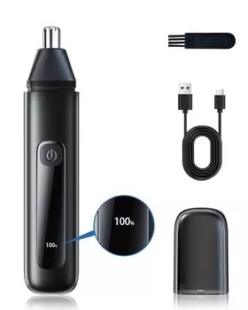 Триммер для волос в носу электрический для бровей, бровей и ушей, ЖК-дисплей, электрическая низкая защита IPX7, простая в уходе щетка в комплекте для мужчин, триммер, чёрный