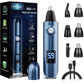 Триммер для волос в носу для 2024 года, USB, ЖК-дисплей, бровей, электрический, нос, волосы в ушах, электрический, низкий, маленький, простой в использовании, японский, ручной, мужской, инновации, синий