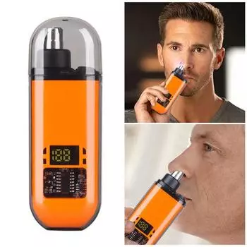 Триммер для волос в носу для мужчин и женщин, аккумуляторный, безболезненный, триммер для волос в ушах, водонепроницаемый, с двойными лезвиями, машинка для стрижки, многофункциональный инструмент для ухода оранжевый