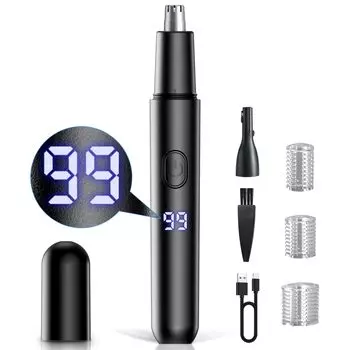 Триммер для волос в носу для мужчин, новый, маленький ЖК-дисплей, оставшееся количество бритвы Etiquette USB для бровей, бровей, лица, электрических пушковых волос, электрических вращений