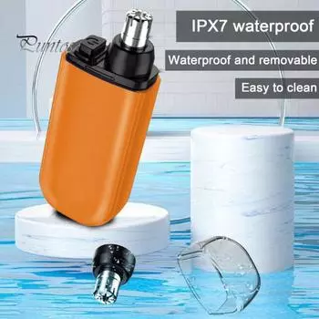 Триммер для волос в носу для мужчин, водонепроницаемый, электрический, портативный, аккумуляторный, многофункциональный, инструмент для стрижки волос в носу, ушах, бровях оранжевый