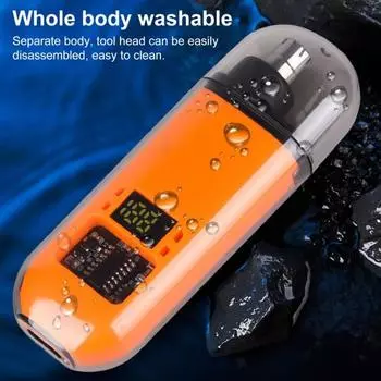 Триммер для волос в носу для мужчин и женщин, аккумуляторный, безболезненный, триммер для волос в ушах, водонепроницаемый, с двойными лезвиями, машинка для стрижки, многофункциональный инструмент для ухода оранжевый