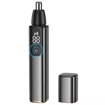 Триммер для волос в носу для мужчин, новый этикет, тактильный, 3 скорости, светодиодный, нос, ухо для бытовой чистки, щетка, японские инструкции [модель 2024 года], резак, переключатель, чёрный