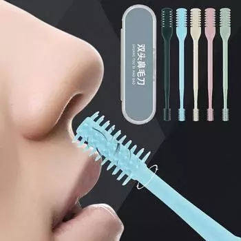 Триммер для волос в носу с вращающейся на 360 градусов двойной головкой Удаление волос в носу Тримминг темно-зеленого