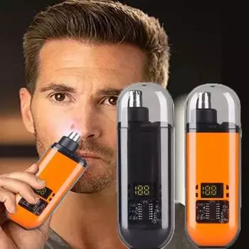 Триммер для волос в носу с зарядкой через USB, двухсторонние лезвия, электрический портативный мужской мини-триммер для волос в носу, набор для ухода за лицом, инструменты, бытовая техника синий