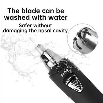Триммер для волос в носу Тип батареи Не повреждает носовую полость Инструмент для бритья волос в носу и ушах Унисекс Чистый Ноздря чёрный