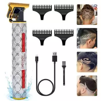 Триммер с Т-образным лезвием SURKER, триммеры с нулевым зазором, Teamyo 0 мм, машинки для стрижки лысых волос для мужчин, перезаряжаемые через USB машинки для стрижки волос