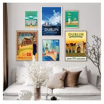 Тринити-колледж, путешествия, холст, картины, крафт-постеры, наклейки на стену с покрытием, украшение для дома, подарок, Дублин, столица Ирландии 21cm30cm NoFrame