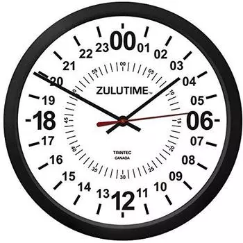 TRINTEC Zulu Time Wall Clock 24 Hours Hour (Trintec) (White) - 10 (24 Clock)