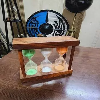 Трио песочных часов из деревянного песка ручной работы, оранжевый, белый и зеленый пески, неподвластная времени элегантность для домашнего декора