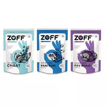 Трио Зофф Масала: Чаат, Панипури, Павбхаджи Масала | Упаковка из 3 шт.* по 100 г | Премиальный пакет с застежкой-молнией | Вес нетто - 300 г