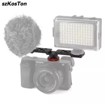 Triple Cold Shoe Mount Bracket Aluminum 3 Hot Shoe Extension Bar for DSLR Canon Sony Camera Microphone Led Video Flash Vlog