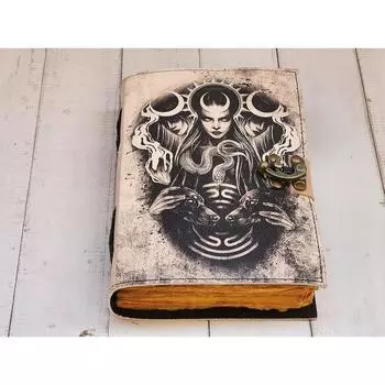 Triple Moon Goddess, Журналы для взрослых, Кожаный журнал с защитным принтом 7 x 5 in
