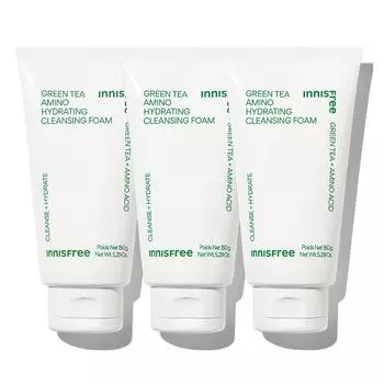 [Triple Plan + 30 г добавлено] Innisfree Green Tea Amino Moisture Cleansing Foam 150 мл, 3 шт., корейская косметика