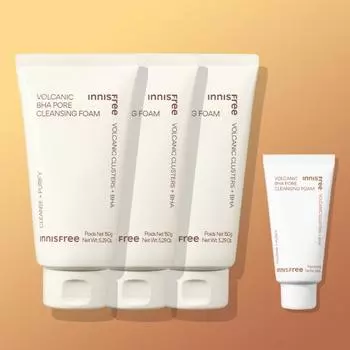 [Triple Plan + 30 г добавлено] Пенка для очищения пор Innisfree Volcanic Baja Pore Cleansing Foam 150 мл, 3 шт., корейская косметика