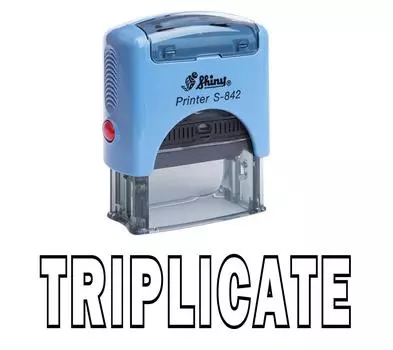 TRIPLICATE Self Ink Rubber Stamp Custom Shiny Office Стационарный штамп Impression Area 14 mm x 38 mm чёрный