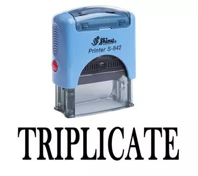 TRIPLICATE Self Inking Rubber Stamp Office Стационарный пользовательский блестящий штамп Impression Area 14 mm x 38 mm чёрный