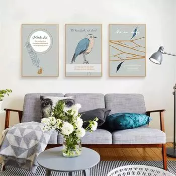 Триптих Птица Перо Ветка Дерева СВОБОДНО СЕБЯ Цитата Печать Настенная Картина Винтаж Искусство Маслом Плакат Холст Картина для дома 21x30 No Frame