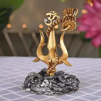 Trishul with Damru Traditional Trishul Damru Shiva Trishul Idol Decorative Showpiece for Car Dashboard Home Decor