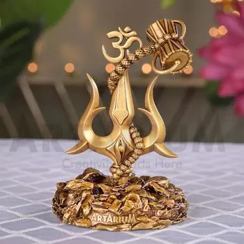 Trishul with Damru Traditional Trishul Damru Shiva Trishul Idol Decorative Showpiece for Car Dashboard Home Decor Pooja Room