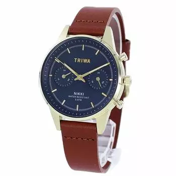 TRIWA скандинавский бренд AQUATIC NIKKI Dual Time кожаные часы из органической кожи темно-коричневые [TRIWA] женские NKST104-SS010217 [Товар]